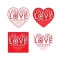 Love Red Text Heart Vector