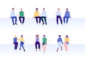 Love relationship, lgbt romantic date and friendship concept. Vector flat people illustration set. Mixed ethnic characters.