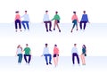 Love relationship, lgbt romantic date and friendship concept. Vector flat person illustration set. Multiethnic character. Female Royalty Free Stock Photo