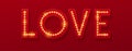 Love Retro Light Banner. Valentines Card. Vector Illustration