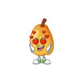 In love ripe fragrant pear fruit cartoon character Royalty Free Stock Photo