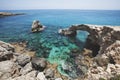 Love rock bridge. Cavo greco cape. Cyprus. Mediterranean sea lan Royalty Free Stock Photo