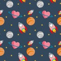 Love rocket seamless pattern Royalty Free Stock Photo