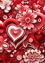 Love romance passion intricate hearts abstract background