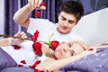 Love romantic couple bed Royalty Free Stock Photo