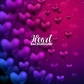 Love romantic 3D Realistic Red Hearts Shining heart bokeh background.