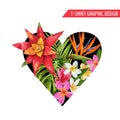 Love Romantic Floral Heart Spring Summer Design with Pink Plumeria Flowers for Prints, Fabric, T-shirt, Posters