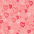 Love romantic seamless pattern with hand drawn hearts. Valentines day background