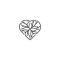 Love root or twig tree, root shape heart. Vector logo icon template Royalty Free Stock Photo