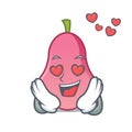 In love rose apple mascot cartoon