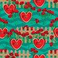 Love rose flower fence Chevron seamless pattern Royalty Free Stock Photo