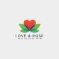 Love Rose Nature logo template vector illustration icon element isolated