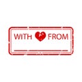 With love from. Rubber stamp with place for text, company, name or signature. Valentine day mail, mark for sending letter Royalty Free Stock Photo