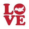 LOVE Russia Red Outline Silhouette Isolated Vector Graphic