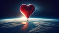 Love\'s Ascent: Heart Balloon in the Stratosphere