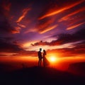 Love\'s Embrace at Sunset: Silhouetted Couple