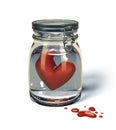 Love's sorrow: Heart in a jar.