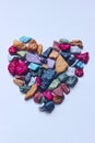 Candies Heart Shaped. Colorful Stones Heart Shaped.