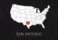 Love San Antonio Picture. Map of United States with Heart as City Point. Vector Stock Illustration