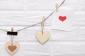 LOve scandinavian loft brown natural wooden valentines garland w Royalty Free Stock Photo