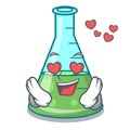 In love science beaker mascot cartoon