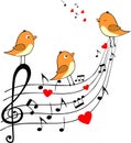 Love score with three orange birds