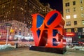 Love sculpture at night in New York Royalty Free Stock Photo