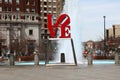 The Love Sculpture, Philadelphia, Pennsylvania, in front of a fountain Royalty Free Stock Photo