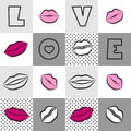 Love seamless pattern with lips, mouth