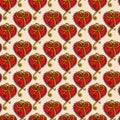 Love seamless pattern with red hearts with ribbon bow