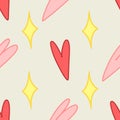 Love seamless pattern. Valentine Day Xo xo. vector hand drawn xoxo text and heart