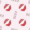 Love seamless pattern. Valentine Day Xo xo. vector hand drawn xoxo text and heart