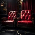 Love seats Close up of romantic cinema chairs for a couple Royalty Free Stock Photo