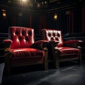 Love seats Close up of romantic cinema chairs for a couple Royalty Free Stock Photo