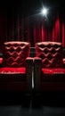 Love seats Close up of romantic cinema chairs for a couple Royalty Free Stock Photo