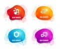 Love, Security and Methodology icons. Like sign. Woman in love, Protection shield, Development process. Vector