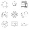 Love of self icons set, outline style Royalty Free Stock Photo