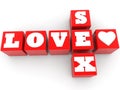 Love and sex concept on cubes