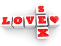 Love sex inscription with on white toy blocks Royalty Free Stock Photo