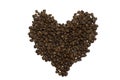 Love shape from coffee beans Royalty Free Stock Photo