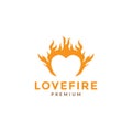 Love shape with fire logo symbol icon vector graphic design illustration idea creative Royalty Free Stock Photo