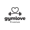 Love shape with gym logo design vector graphic symbol icon illustration creative idea Royalty Free Stock Photo