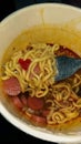 love-shaped chili in a noodle cup