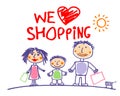 We love shopping illustration with family.