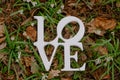 Love sign inscription on grass in park