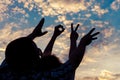 Love sign language at the sunset time Royalty Free Stock Photo