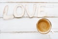 LOVE sign letters with espresso coffee Royalty Free Stock Photo