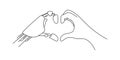 Love sign: robot and human sketch, outline illustration of robot and human lovers, robot and human love gesture. The concept of Royalty Free Stock Photo