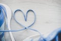 Love sign, Selective focus close up blue sport shoes Royalty Free Stock Photo