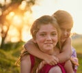 The love of a sister lasts forever. Portrait of two cute sisters playing together in the park. Royalty Free Stock Photo